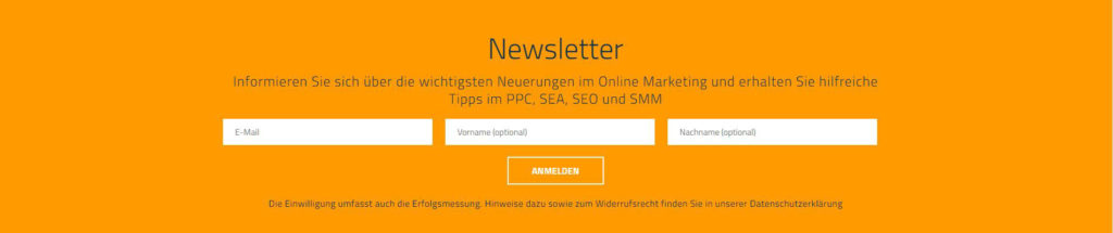 Newsletter Fehler Anmeldung