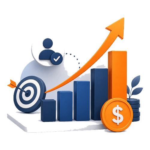 Wachstumsdiagramm für qualifizierte Anfragen, profitable Umsätze und bessere Google Ads Ergebnisse