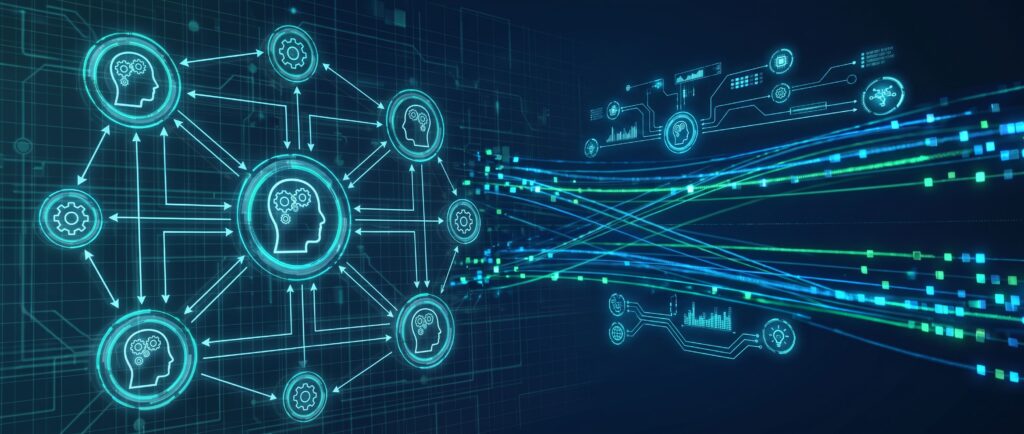 Vernetzte AI Agenten kommunizieren über standardisierte Protokolle